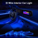 EL Wire Interior Car LED Strip Lights, 16.5FT USB Neon Glowing Strobing El Wire Strip with 6mm Sewing Edge, Ambient Lighting Kits for Car Inside Decorations (Blue) - Image 2