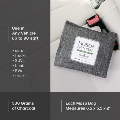 Moso Natural Charcoal Odor Absorber for Cars, 300g Bamboo Charcoal Air Purifying Bag, Unscented Odor Eliminator, Lasts Up to 2 Years, HGTV Editors’ Pick - Image 3