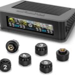 RV Tire Pressure Monitoring System With Solar Charge And USB, Tire Pressure Monitor 6 Sensors and 6 Alarm Modes Real-time Color LCD Display Wireless TPMS for RV Dually Trucks Heavy-Duty Trailer