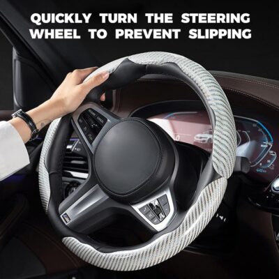 3Pcs Steering Wheel Cover, Car Steering Wheel Cover, Carbon Fiber Car Wheel Cover, Universal Fit, Suitable for 14- to 16-Inch Steering Wheels, Easy Snap-On Installation (Purple) - Image 5