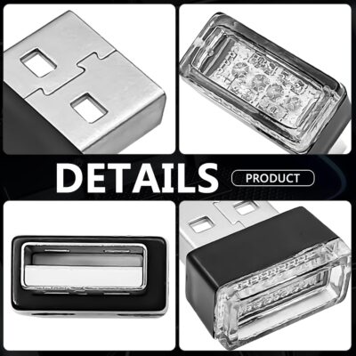 4 PCS USB LED Car Interior Ambient Lighting Kit, Portable Plug-in Atmosphere Lamp Decor Night Light, Universal Vehicle Interior Accessories for Most Cars (White) - Image 3