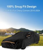 Car Cover Waterproof All WeatherCustom Fit for Chevy Camaro 2010-2025, Heavy Duty Outdoor Full Exterior Cover for Automobiles, Sun Rain UV Dust Snow Protection with Door Zipper-Black - Image 2