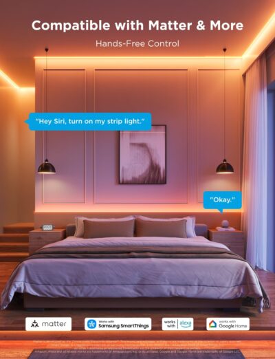 Govee COB LED Strip Light Pro, LED Lights for Bedroom Compatible with Alexa, Google Assistant and Matter, RGBICW Light with Warm White, Smart Strip Light, LED Lights for Bedroom, Color Changing, 9.8ft - Image 7