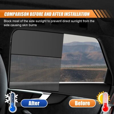 Car Front & Rear Side Window Sunshade, Magnetic Automotive Windshield Privacy Curtain with Half Shade, Mesh Sun Protection Cover Blocks Heat, Glare, UV Rays for Driver Passenger (4PCS) - Image 6