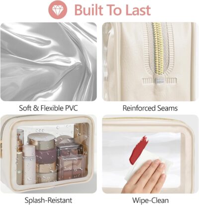 PACKISM Clear Makeup Bag - TSA Approved Toiletry Bag for Carry-on & Checked Luggage, Water Resistant Car Storage Organizer with Reinforced Seams - Image 7