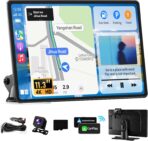 Largest 11.3" Portable Apple Carplay Screen, Wireless Car Play & Android Auto Touch Screen, Car Stereo with App View/4K Dash Cam/Backup Camera/Mirror Link/Voice Control/Music Play/GPS/Bluetooth/FM