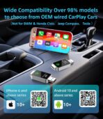 Mini Wireless Carplay Adapter for Apple iPhone, Converts Wired to Wireless Car Play Adapter, CarPlay Dongle Stick for Car(2015+), USB & Type-C Plug & Play for iPhone iOS 10+ Android 11+ - Image 5