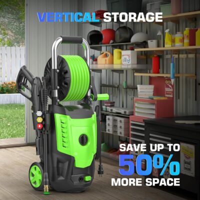 4800PSI Pressure Washer- High Power Washer with 33FT Hose, 4 Nozzles and Foam Cannon, for Home, Cars, Fences, Patio (Green) - Image 8