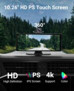 Wireless CarPlay and Android Auto 10.26-inch Touchscreen, 4K Dash Camera and 1080p Backup Camera, Universal Portable car Display, Equipped with 64G Memory Card (C6) - Image 2