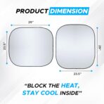 2 Piece Car Windshield Sun Shade Foldable | Durable Polyester Windshield Sunshade Blocks Sun, Heat, and UV Rays | Sunshade for Car Ensuring Interior Protection | Small (29"x23.5") - Image 4