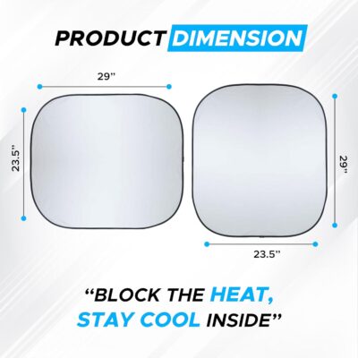 2 Piece Car Windshield Sun Shade Foldable | Durable Polyester Windshield Sunshade Blocks Sun, Heat, and UV Rays | Sunshade for Car Ensuring Interior Protection | Small (29"x23.5") - Image 4