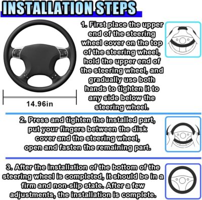 14.5"-15" Car Steering Wheel Cover, Microfiber Leather Breathable Wheel Cover, Anti-Slip Lining Steering Wheel Covers, Car Accessories Interior Decoration for Women Men (Coffee) - Image 6