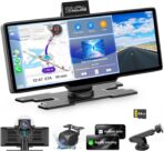 HK3 Carplay Screen for Car, 10.26’’ Wireless Apple Car Play & Android Auto Touchscreen, with 4K Dash Cam,1080P Backup Camera,64GB TF card, Car Stereo/GPS Navigation/Mirror Link/Bluetooth/Voice Control