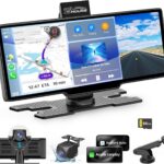 HK3 Carplay Screen for Car, 10.26’’ Wireless Apple Car Play & Android Auto Touchscreen, with 4K Dash Cam,1080P Backup Camera,64GB TF card, Car Stereo/GPS Navigation/Mirror Link/Bluetooth/Voice Control