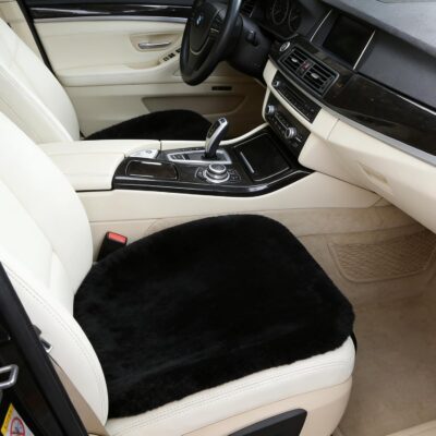 OGLAND 20 inchs Fluffy Genuine Australia Sheepskin Car Seat Cover for Auto Interior Accessories with Soft Fuzzy Wool Natural Fur Non-Slip (Black, Front 20 * 20inchs) - Image 3