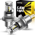 AUXITO H4/9003 Bulbs, 80,000LM 15X Super Output, 6500K Cool White, Long Lifespan, 1:1 Mini Size Replacement Light Bulbs, Plug-N-Play, Pack of 2
