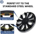 Dual-Tone Black & Gunmetal Gray 15 inch Universal Wheel Covers Hubcaps for Rims - Set of 4 | Snap-on Design Fits Sedans, SUV, Truck, Van 2000-2026 | Steel Wheels Only | No Tools - Image 6