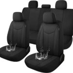 CAROMOP Waterproof Car Seat Cover Full Seats, Neoprene Seat Covers for Cars,Split Bench Compatible Car Interior Covers, Universal Fit Most Car Sedan Truck SUV(Black)