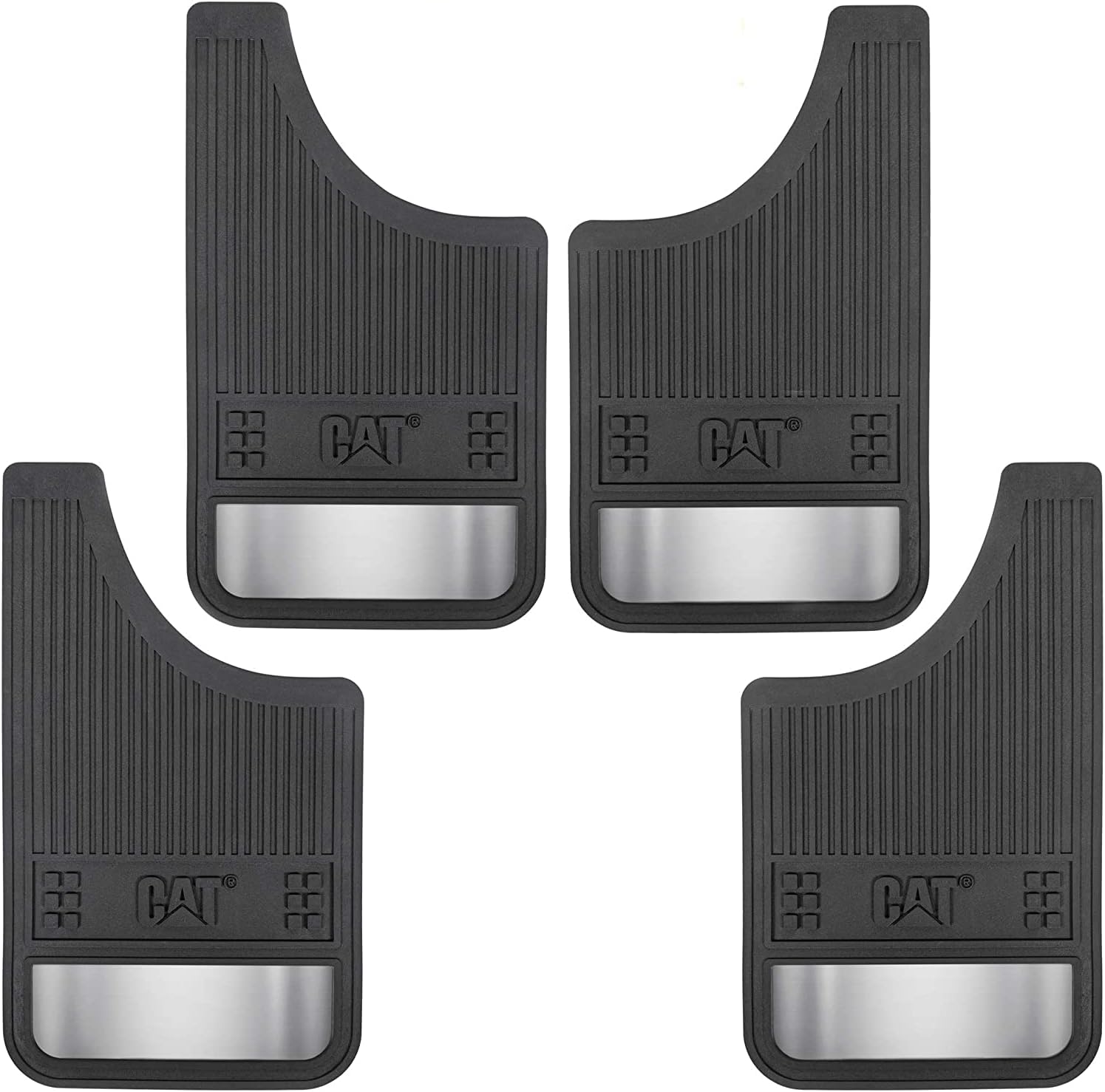 71-hRQakE9L._AC_SL1500_.jpg Caterpillar Heavy Duty Splash Guards Pro Mud Flaps Fenders - Ultra Tough Dirt/Slush Protection with Night Reflectors - Easy Installation (CAGD-080+CAGD-080_ALT) Front/Rear Tires, 4 Count (Pack of 1) - Image 1