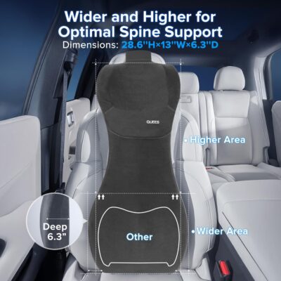 Lumbar Support Pillow for Car with Headrest, Memory Foam Cushion for Back & Neck Support, Muscle Fatigue Relief, Full-Length S-Curve Support for Long Drives, Fits Cars, SUVs, Trucks - Image 4