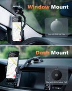 APPS2Car Cell Phone Holder for Car Dashboard Windshield Phone Mount for Car Long Arm Car Phone Holder Mount Strong Suction Cup Anti-Shake Stabilizer Compatible for iPhone, Samsung, All Smartphones - Image 2