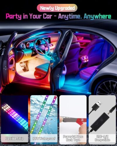 72 LED USB Interior Car Strip Lights Dream Color RGB-IC 12V DC with App RF Remote Control Multicolor Footwell Under Dash Chasing Inside Light Kits Music Sync Mode LED Lights for Cars Truck ATV UTV - Image 8