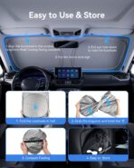 helloleiboo Graphene Car Windshield Sun Shade Car Sun Shade for Windshield with Heat Absorption Coating Foldable Design with UV Protection to Keep Your Car Interior Cooler Silver (Large-61 × 32 in) - Image 6