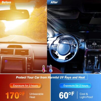 Windshield Sun Shade - Car Sun Shade Windshield, Reflector Sunshade Offers Ultimate Protection for Car Interior - Image 3