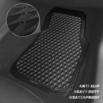 CAR PASS Black Rubber Car Mats, All-Weather Floor Mats Full Set Durable Anti-Slip 3D Rhombus Waterproof Automotive Pad Trim to Fit Liner Universal Fit for Sedan SUV Truck Van, 4 Pcs All Black Rubber - Image 4