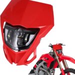 AnXin Dirt Bike Headlight LED Head Light Kit with Optical Lens Universal for CRF250R CRF450R CRF250L CRF450L Most Dirt Pit Bike Enduro Motocross Red