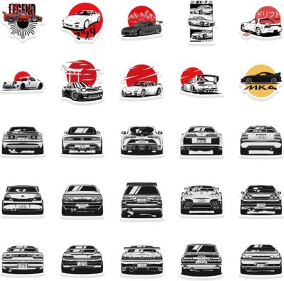 200pc JDM Racing Cars Stickers - Waterproof for Laptop, Bottles, Skateboard, Guitar, Helmet - Image 7