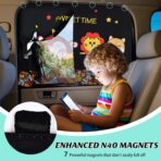 Car Window Shades for Baby, 2 Pack Magnetic Double Layer Car Sun Shade Baby with Storage Pockets, Adjustable Privacy Blackout/See-Through Cartoon Pattern Window Curtains for Kids UV Protection - Image 4
