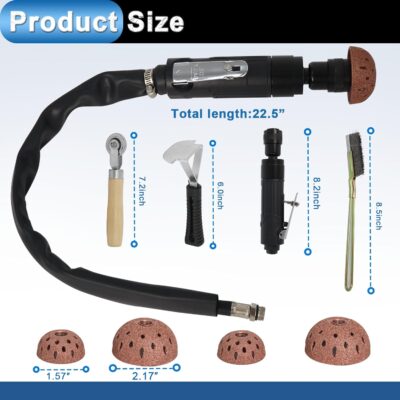 Air Tire Repair Polish Patch Kit Heavy Duty - Includes 2500RPM Air Tire Buffer, Tire Inner Liner Scraper, 4 Tungsten Steel Buffing Wheel, Patch Roller, & Wire Brush - Professional Tire Patch Tools - Image 2