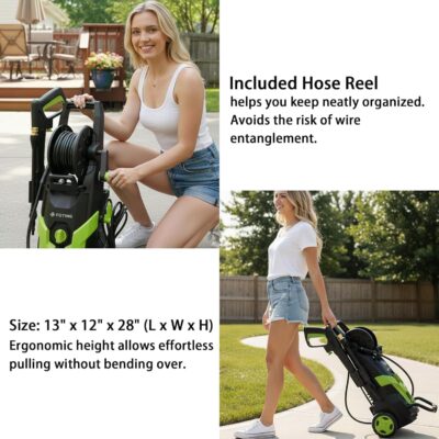 2026NEW Pressure Power Washer 4500PSI with 4 Quick Connect Nozzles, Inlet Hose & Filter, Foam Cannon for Cars/Fences/Driveways/Patios/Home Cleaning, Green - Image 6