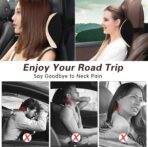 SPRFUFLY Make Restful Car Headrest Pillow, Car Pillow for Driving with Adjustable Strap, Breathable Removable Cover & Ergonomic Design - Softness Travel Car Neck Support Pillow(Beige, 1PC) - Image 6