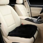 OGLAND 20 inchs Fluffy Genuine Australia Sheepskin Car Seat Cover for Auto Interior Accessories with Soft Fuzzy Wool Natural Fur Non-Slip (Black, Front 20 * 20inchs) - Image 2