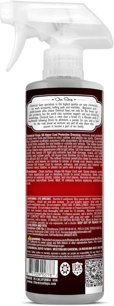 Chemical Guys G6 HyperCoat High Gloss Protectant Dressing, For Vinyl, Rubber, Plastic, Tires and Trim, Gloss Dressing Restores Shine & Protection for Cars, Trucks, Motorcycles, SUVs and RVs, 16 oz - Image 12