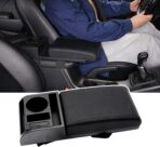 Car Center Console Cover 3 in 1, Auto Center Console Pad with Cup Holder and Phone Holder,PU Leather Auto Armrest Cover Protector,Waterproof Universal car armrest Cover for Most Vehicle