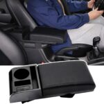 Car Center Console Cover 3 in 1, Auto Center Console Pad with Cup Holder and Phone Holder,PU Leather Auto Armrest Cover Protector,Waterproof Universal car armrest Cover for Most Vehicle