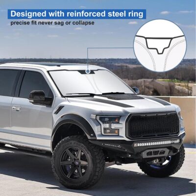 Windshield Sun Shade Compatible with 2015-2020 Ford F150 Accessories,Foldable Front Sun Visor,F-150 Sunshade,Fits Lariat,King Ranch,Platinum,XL,XLT,Limited and Raptor Model - Image 5
