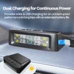 RV Tire Pressure Monitoring System, 6-Wheel Real Time Wireless TPMS Sensors Set of 6 for Cars, SUVs & Light Trucks (0-9.9 BAR, 0-144 PSI, Solar/USB Charging)±3 PSI (6 Sensors) - Image 4