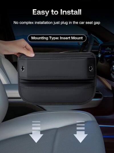 Premium Leather Car Seat Gap Filler Organizer (0.2”-1.2" Gaps), Clever Gifts for Car SUV Truck Owners (Black, 1 Pack) - Image 7
