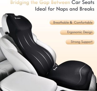 FLORICH Car Seat Cushion and Lumbar Support Headrest Pillow Memory Foam Ergonomic Car Cushion Back Neck Support Pillow Sciatica & Back & Tailbone Pain Relief Cushion for Car Seat Driving, Black - Image 7