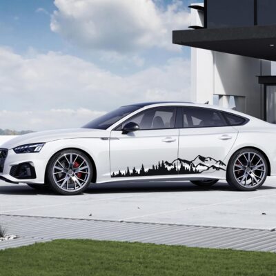 TOMALL 1 Pair 77.4'' Mountain Tree Forest Vinyl Decals for Car Body Door Side Auto Mountains Graphic Stickers Decoration for SUV Off-Road Vehicles Universal Stickers Accessories (B-Black-Large) - Image 5