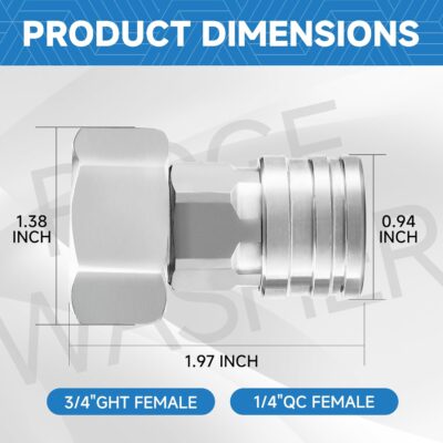 RIDGE WASHER Garden Hose to Pressure Washer Adapter, 3/4” GHT to 1/4”Stainless Steel Quick Connect, Convert Water Hoses to Power Washer Connector - Image 4