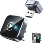 2-in-1 Wireless CarPlay Adapter 2026 Support Apple CarPlay & Android Auto, Mini Bluetooth USB A & USB C Dongle Convert Wired to Wireless Compatible with iPhone & Android