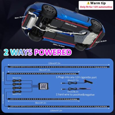 YUGUANG 4Pcs Underglow Kit for Car, APP Control Multicolor Car Underglow Light Kit Music Sync RGB Underbody Strips Light Waterproof for Cars Trucks SUVs - Image 3
