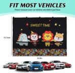 Car Window Shades for Baby, 2 Pack Magnetic Double Layer Car Sun Shade Baby with Storage Pockets, Adjustable Privacy Blackout/See-Through Cartoon Pattern Window Curtains for Kids UV Protection - Image 6