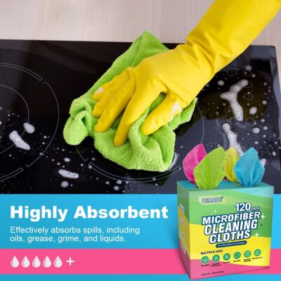 Microfiber Cleaning Cloth, 120 Pack Reusable Paper Towels Microfiber Towels for Cars Lint Free Washable Tissues Shop Rags with Dispenser Box for Home Kitchen Automotive, 11"x 9", Multicolor - Image 3
