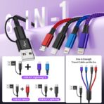 Travel 4 in 2 Multi Charging Cable with Dual IP, Tinned Copper Multi Phone Chargers for All Devices with IP/IP/Type C/Micro Port, Compatible with Most Cell Phones/Tablets and More (1Pack, 5FT) - Image 2